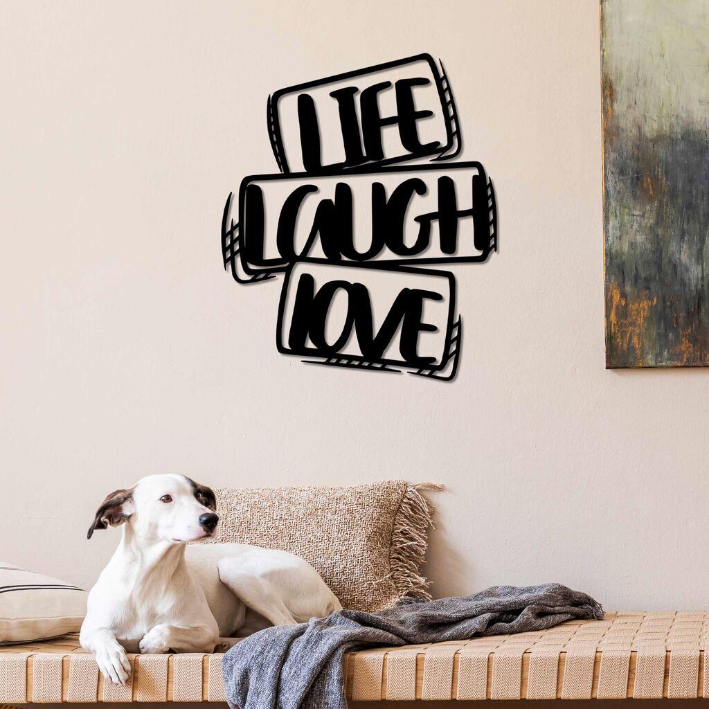 Wallity Zidna dekoracija Life Laugh Love, 40 x 47 cm,  Crna