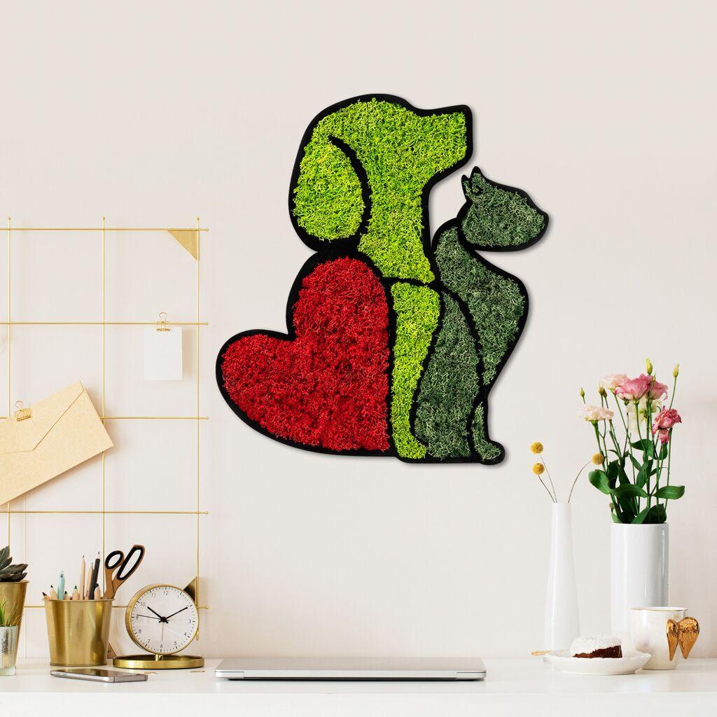 Wallity Zidna dekoracija Moss - Dog & Cat Lover, 48 x 43 cm,  Crvena