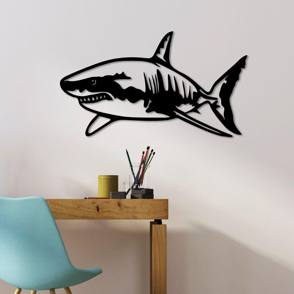 Wallity Zidna dekoracija Shark - L, 70 x 36 cm,  Crna