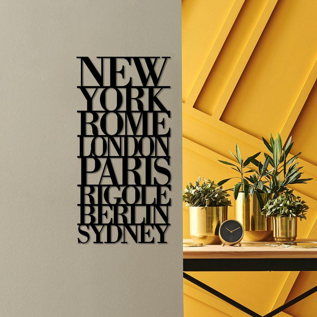 Wallity Zidna dekoracija Capitals - M, 57 x 28 cm,  Crna