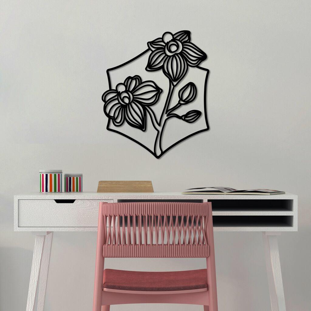 Wallity Zidna dekoracija Orchid - L, 70 x 58 cm,  Crna