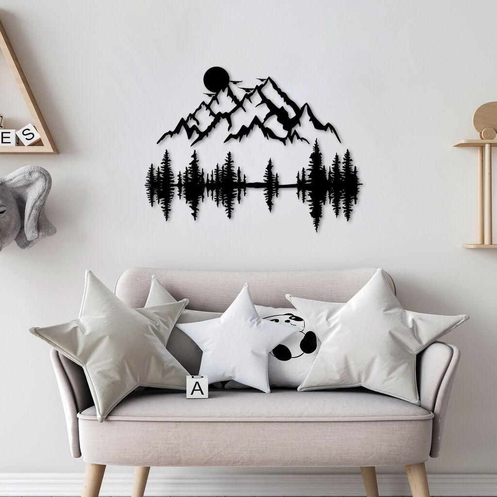 Wallity Zidna dekoracija Nature And Mountain - 13, 70 x 53 cm,  Crna