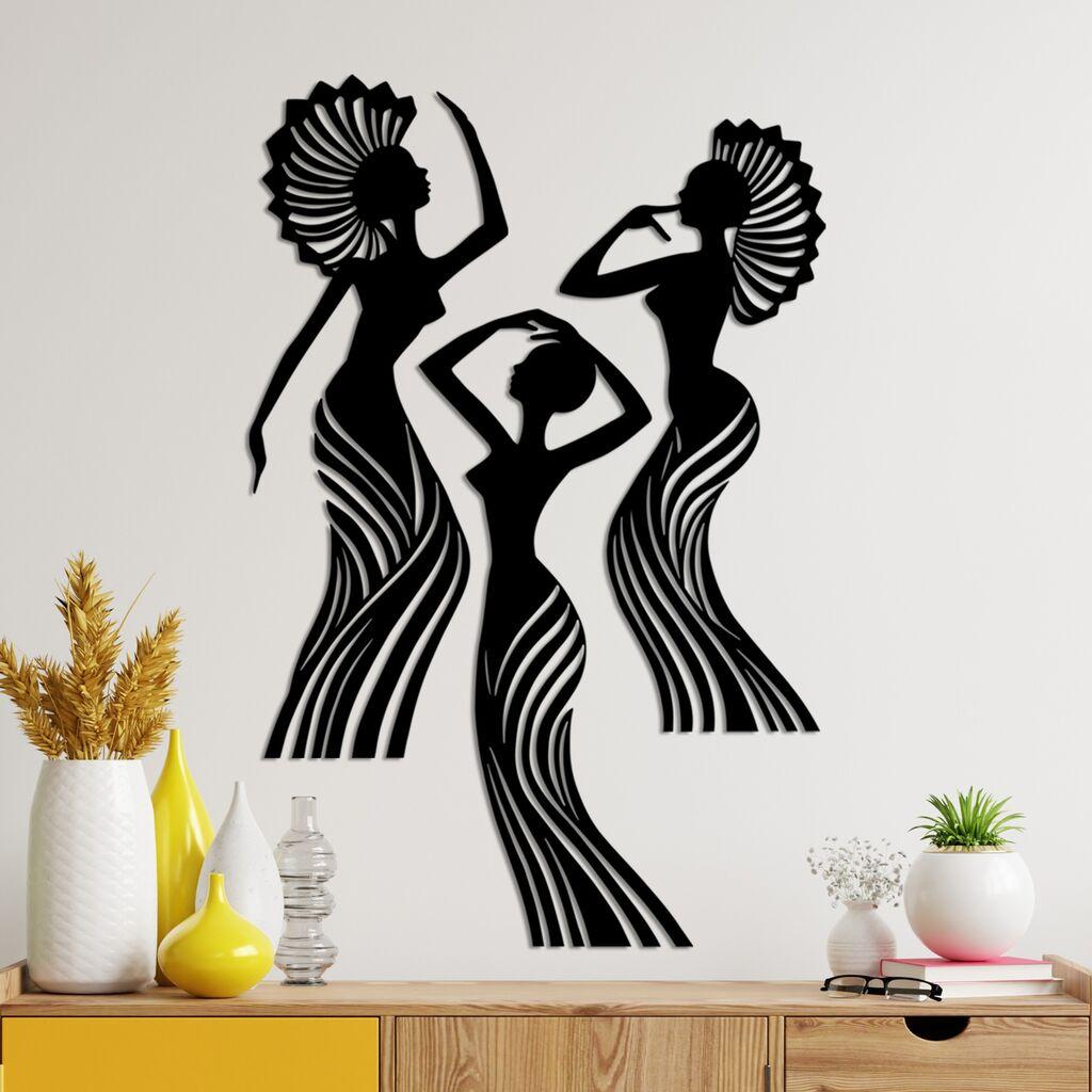 Wallity Zidna dekoracija African Woman Dance, 30 x 78 cm,  Crna