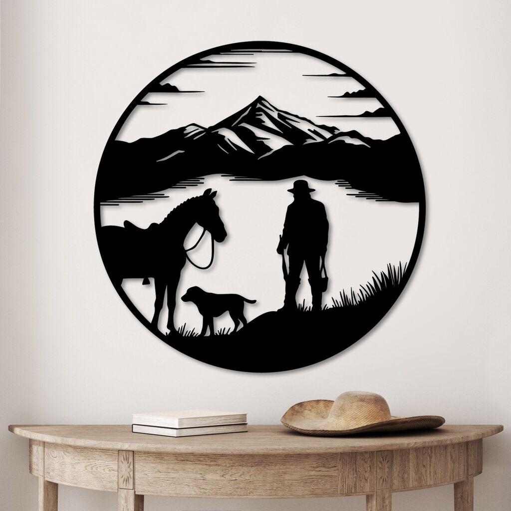 Wallity Zidna dekoracija Hunter on Lake, 53 x 53 cm,  Crna