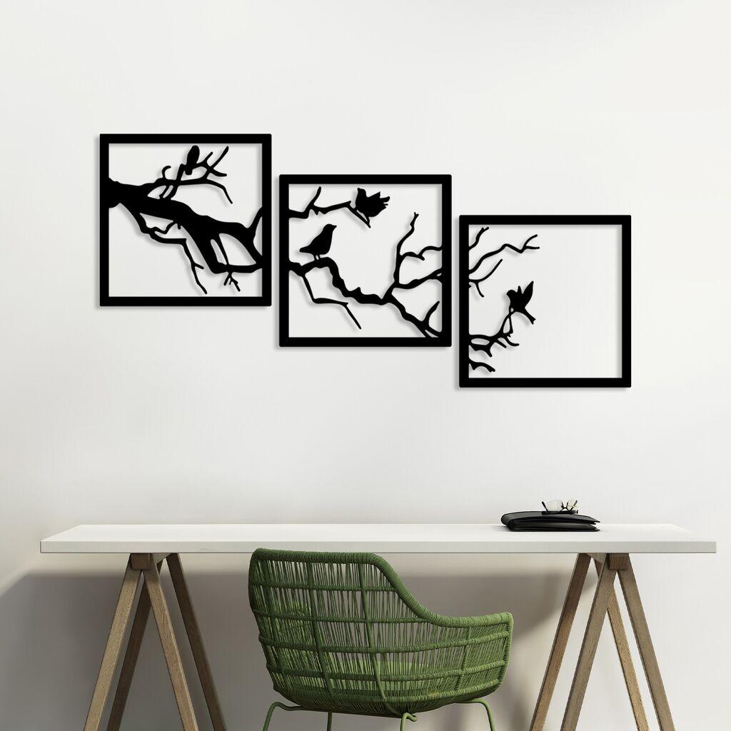 Wallity Zidna dekoracija Bough Trio B, 45x45 cm,  Crna