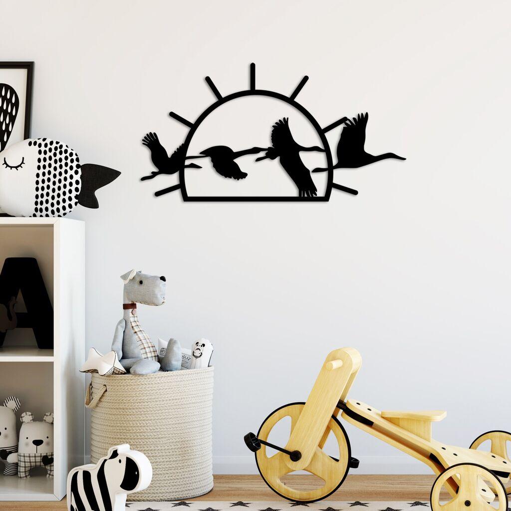 Wallity Zidna dekoracija Migrant Birds - L, 70 x 36 cm,  Crna