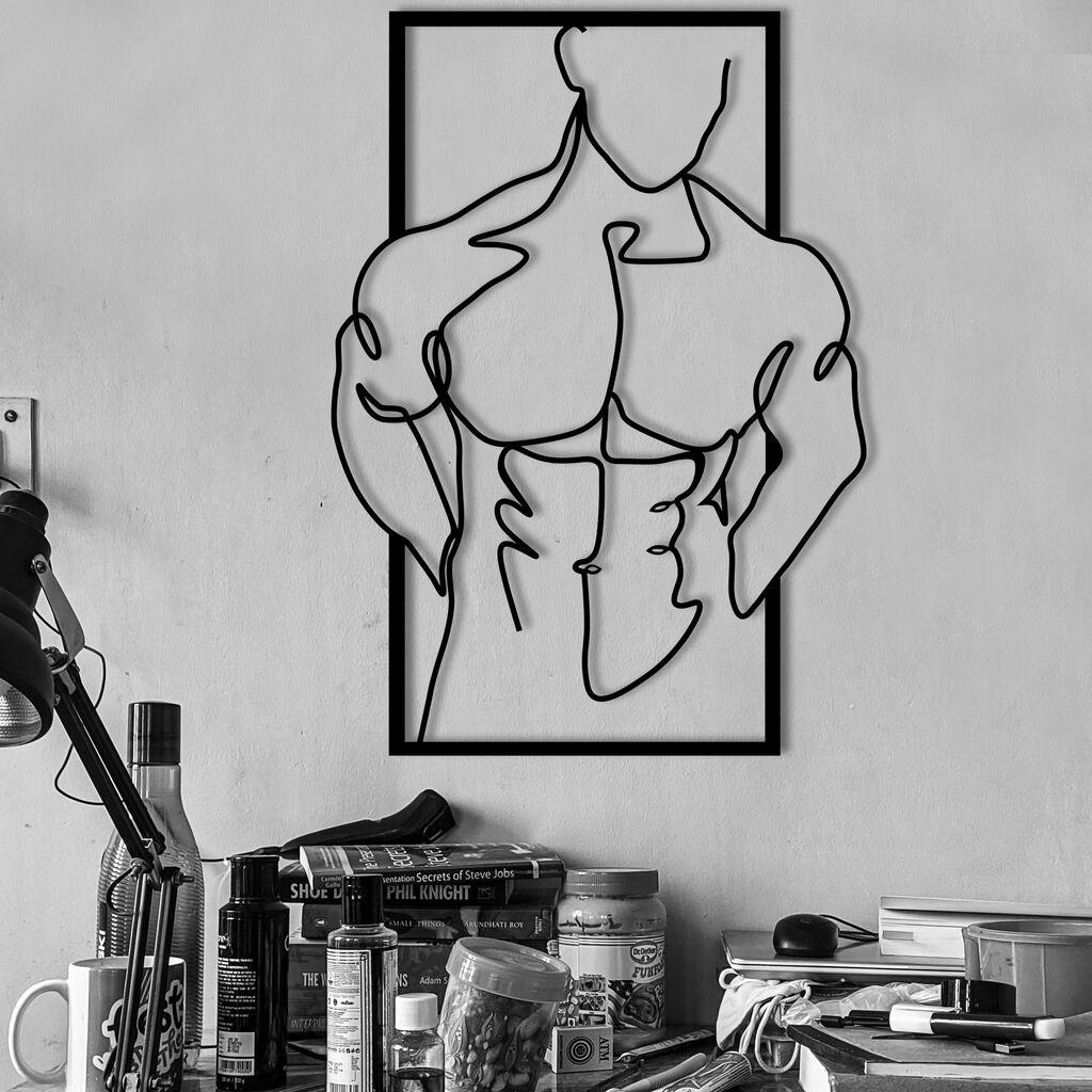 Wallity Zidna dekoracija Muscular Man, 36 x 50 cm,  Crna
