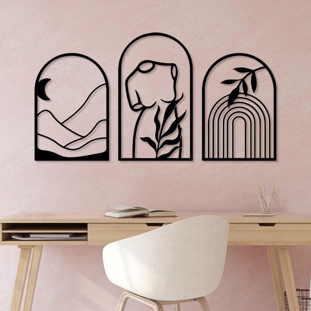 Wallity Zidna dekoracija Memorie Trio B, 69 x 40 cm,  Crna