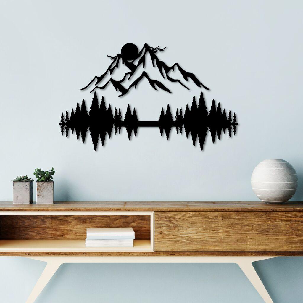 Wallity Zidna dekoracija Nature And Mountain - 9, 50 x 21 cm,  Crna
