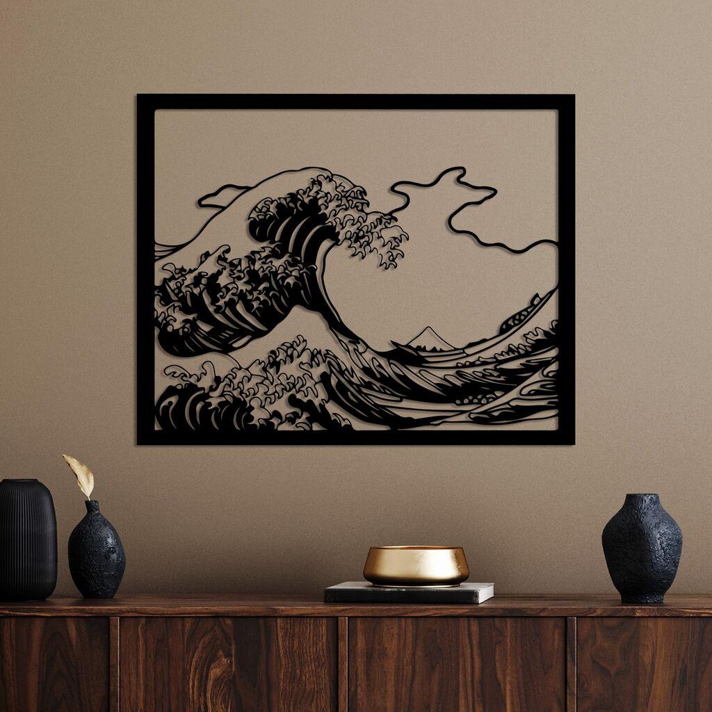 Wallity Zidna dekoracija Hokusai, 56 x 45 cm,  Crna