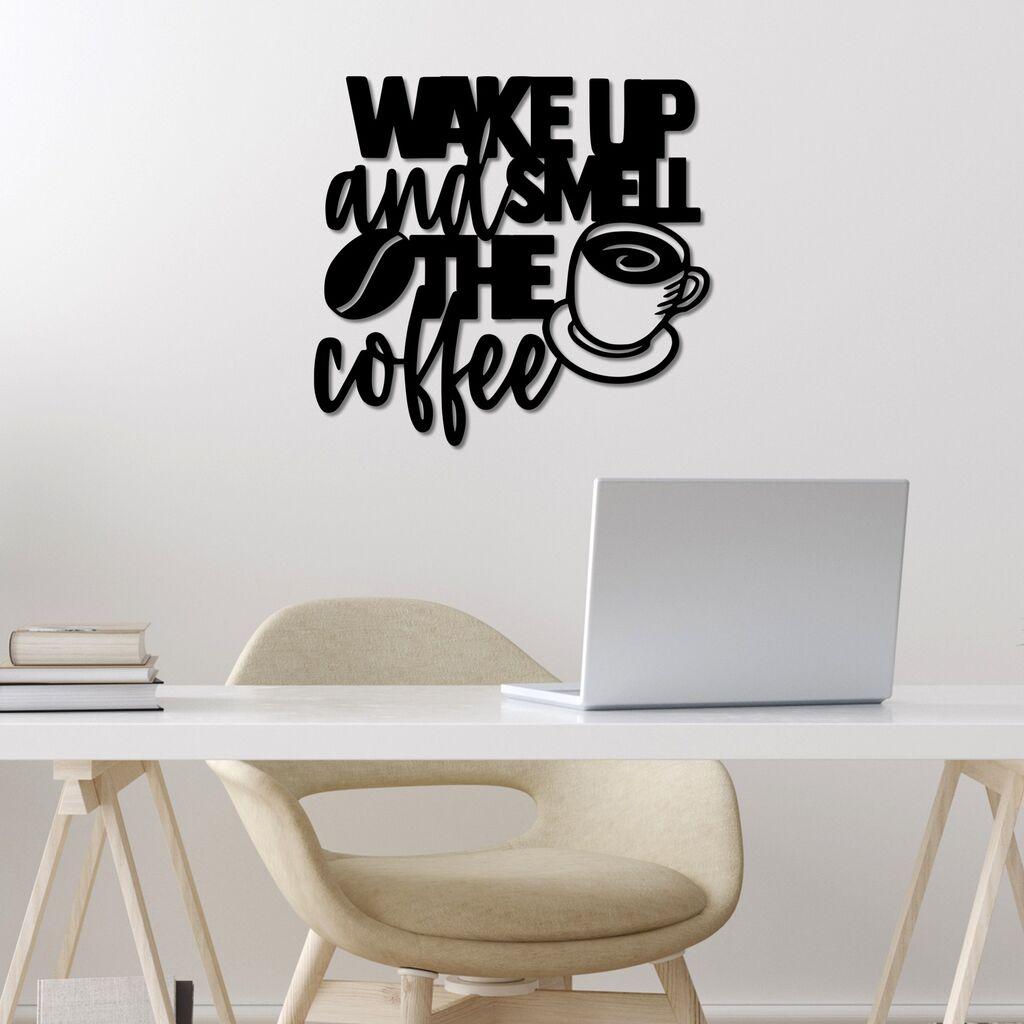 Wallity Zidna dekoracija Wake up Coffee, 52 x 48 cm,  Crna