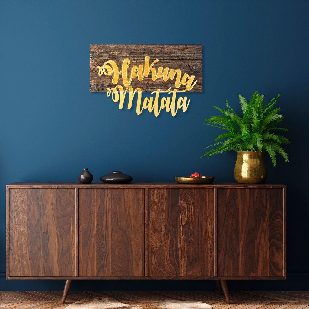 Wallity Zidna dekoracija Hakuna Matata Metal Decor, 38 x 58 cm,  Smeđa