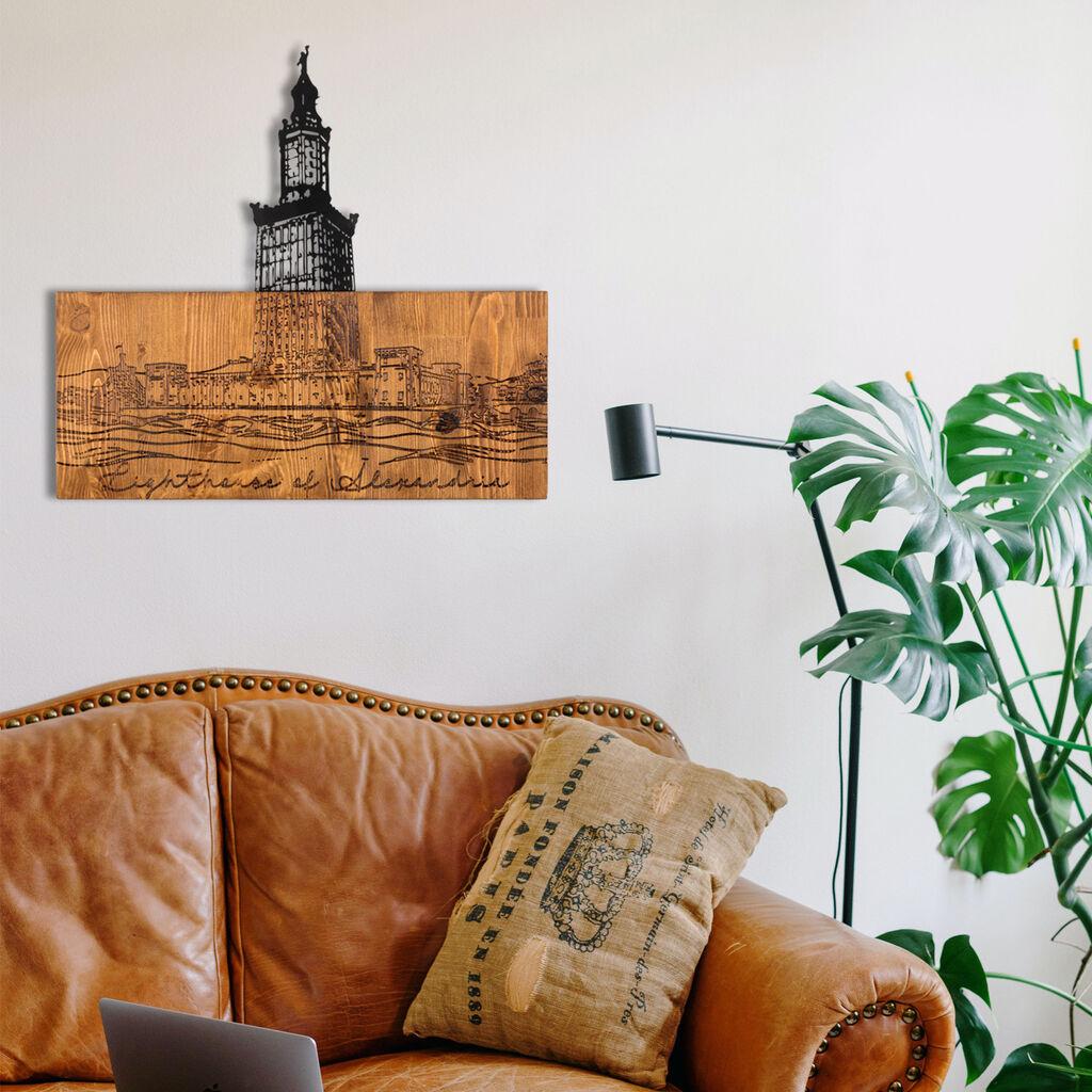 Wallity Zidna dekoracija Alexandria Lighthouse, 54 x 58 cm,  Crna