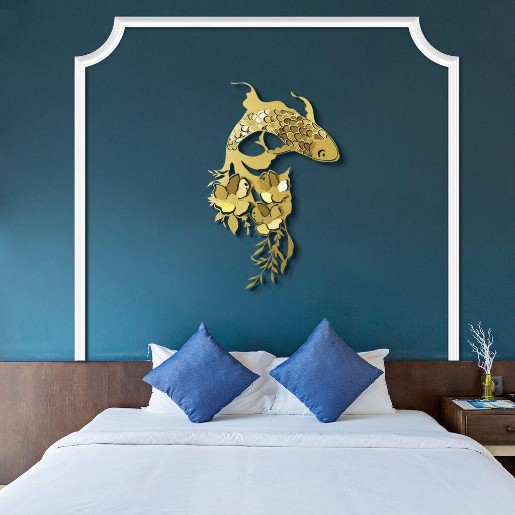 Wallity Zidna dekoracija Carpa Koi- APT748 L, 58 x 87 cm,  Zlatne boje
