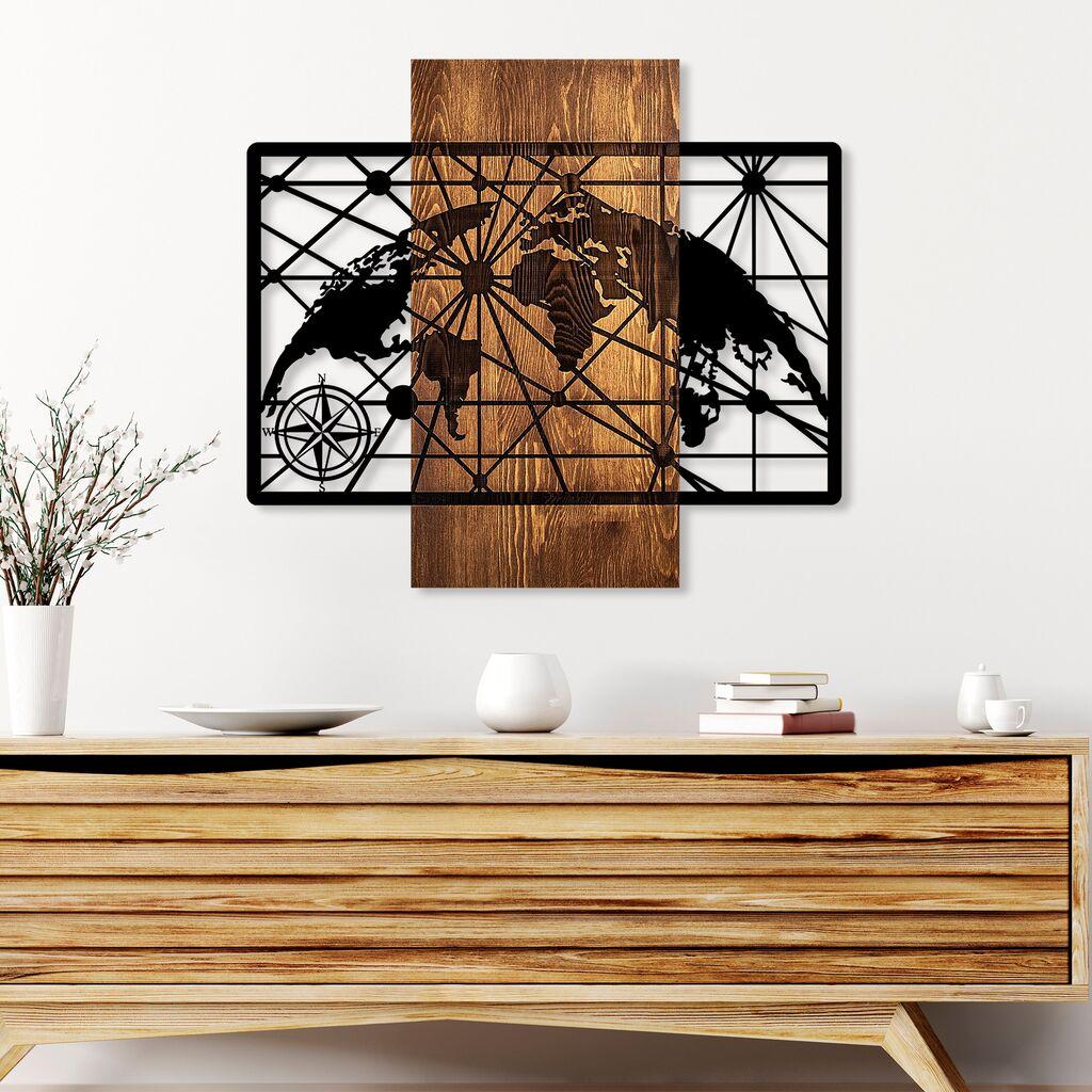 Wallity Zidna dekoracija World Map 5-M, 57 x 64 cm,  Smeđa