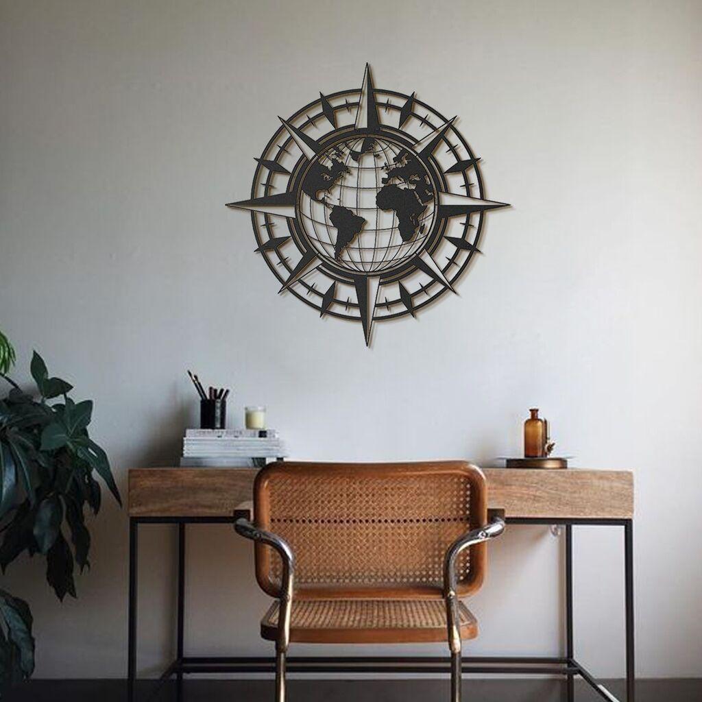 Wallity Zidna dekoracija World Map - APT425LS, 70x70 cm,  Crna