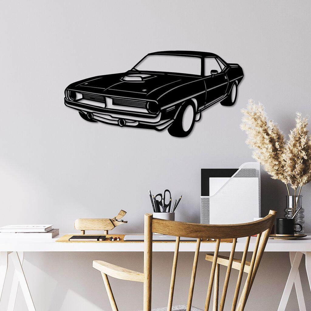 Wallity Zidna dekoracija Plymouth Barracuda 1970, 60 x 29 cm,  Crna