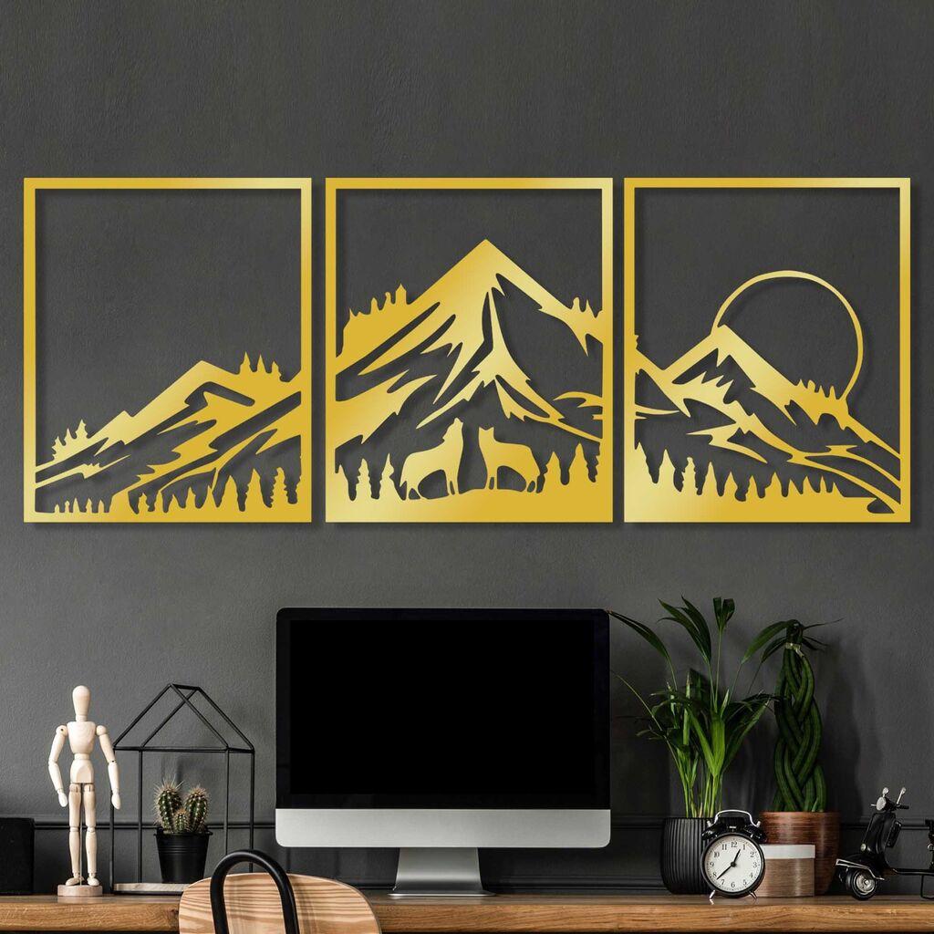 Wallity Zidna dekoracija Golden Triple Mountain 2, 58 x 70 cm,  Zlatne boje