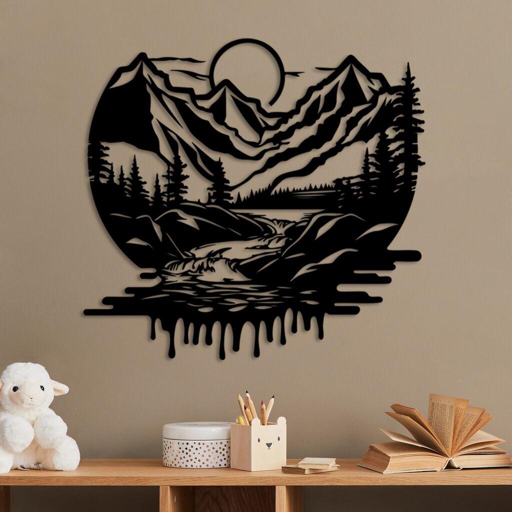 Wallity Zidna dekoracija Montain River, 51 x 54 cm,  Crna