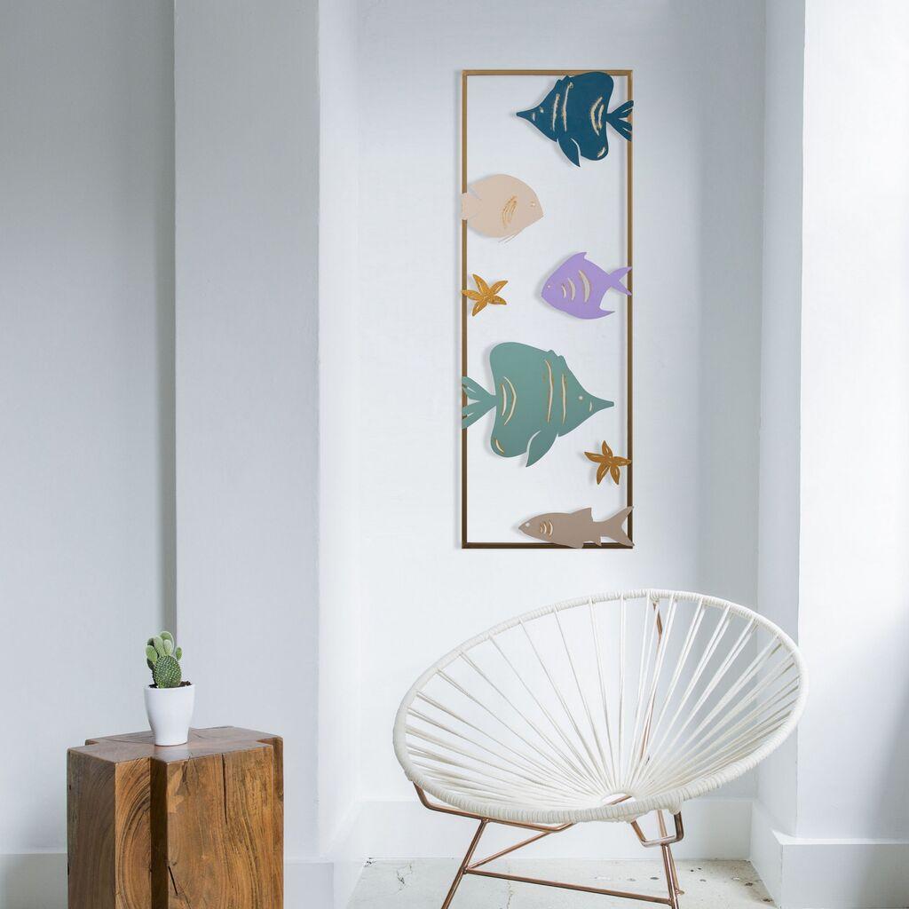 Wallity Zidna dekoracija Aquarium - 2, 32 x 5 x 90 cm,  Zlatne boje
