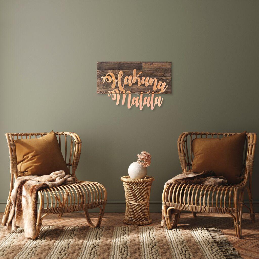 Wallity Zidna dekoracija Hakuna Matata Metal Decor, 38 x 58 cm,  Smeđa