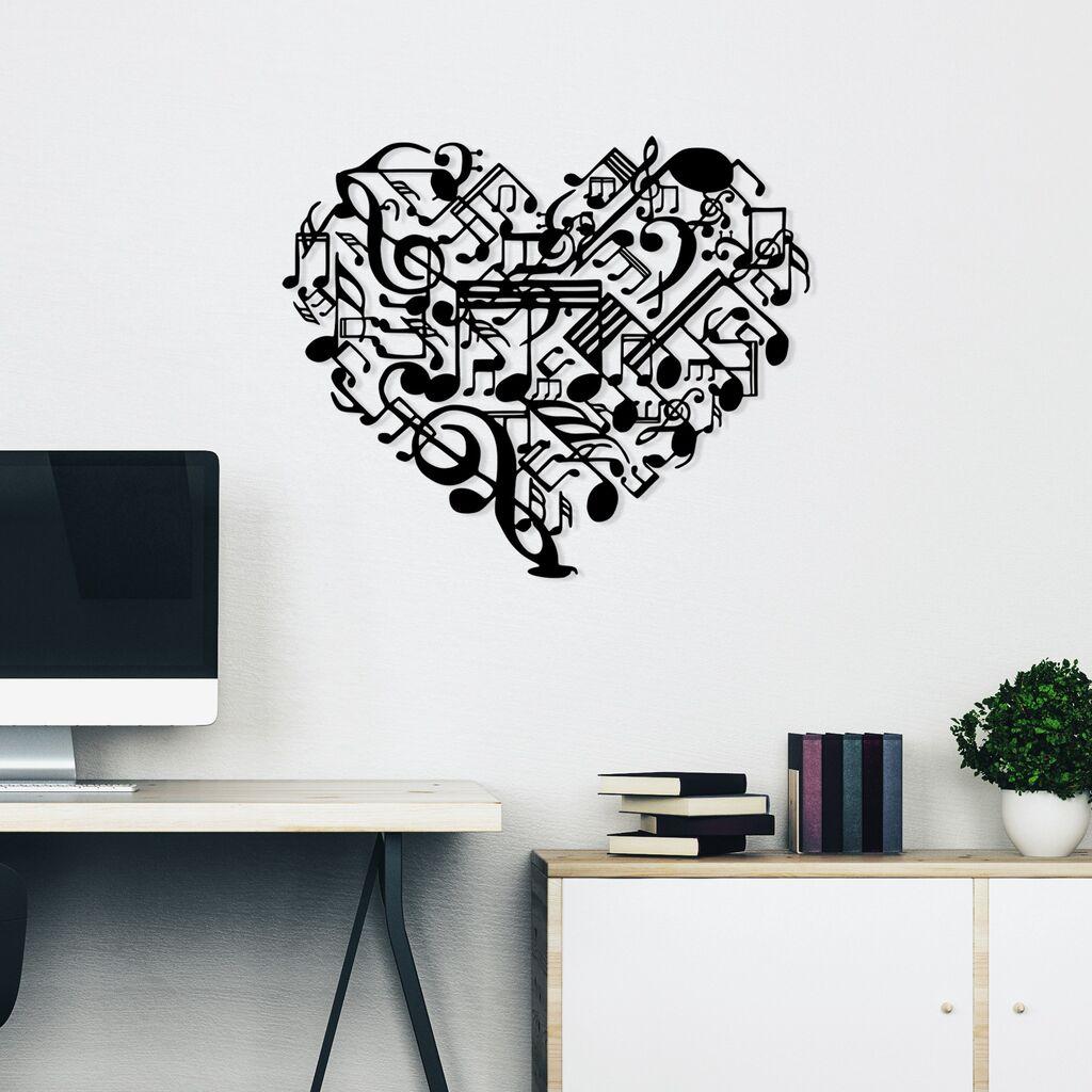 Wallity Zidna dekoracija Musical Heart, 60 x 74 cm,  Crna