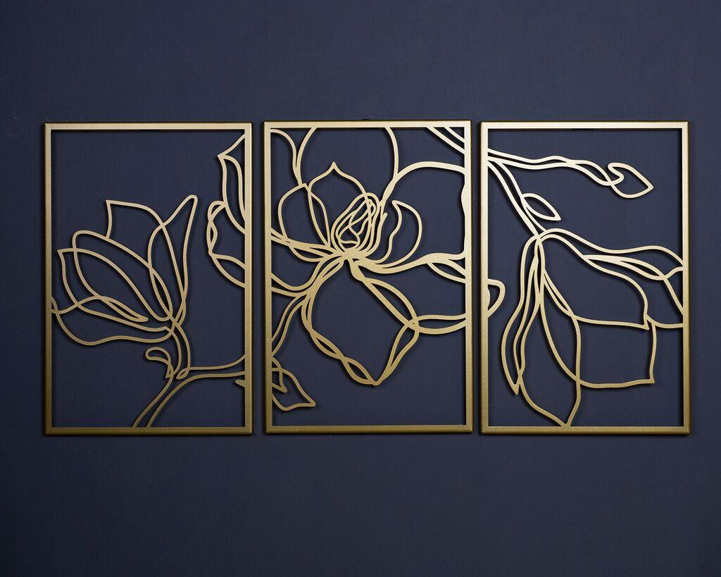 Wallity Zidna dekoracija Floral Line Art - APT529 v2, 46 x 69 cm,  Gold