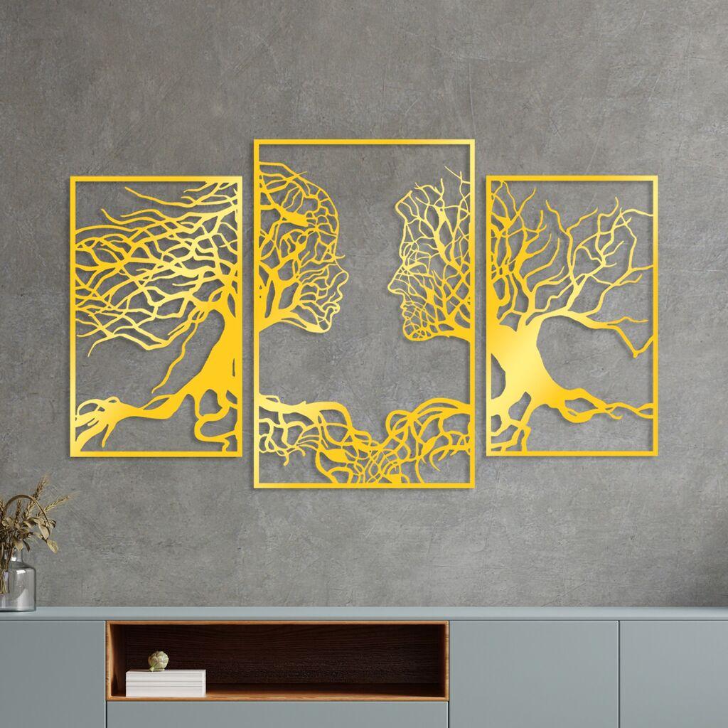 Wallity Zidna dekoracija Golden Triple Root Human 1, 116 x 71 cm,  Zlatne boje