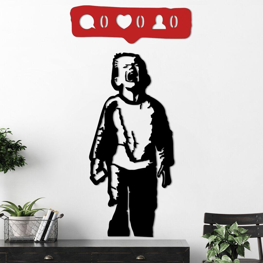 Wallity Zidna dekoracija Banksy Metal 05, 39 x 84 cm,  Crna