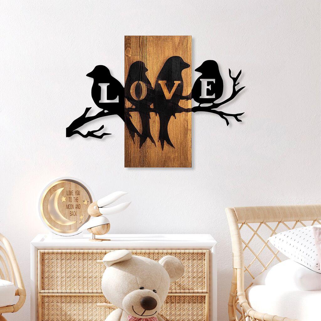 Wallity Zidna dekoracija Love Birds, 57 x 75 cm,  Smeđa