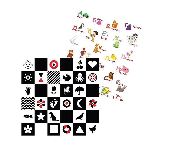 IQ Global Podloga za igru bebe Kontrasti i azbuka, Sklopiva, 150x200x1 cm, Šarena