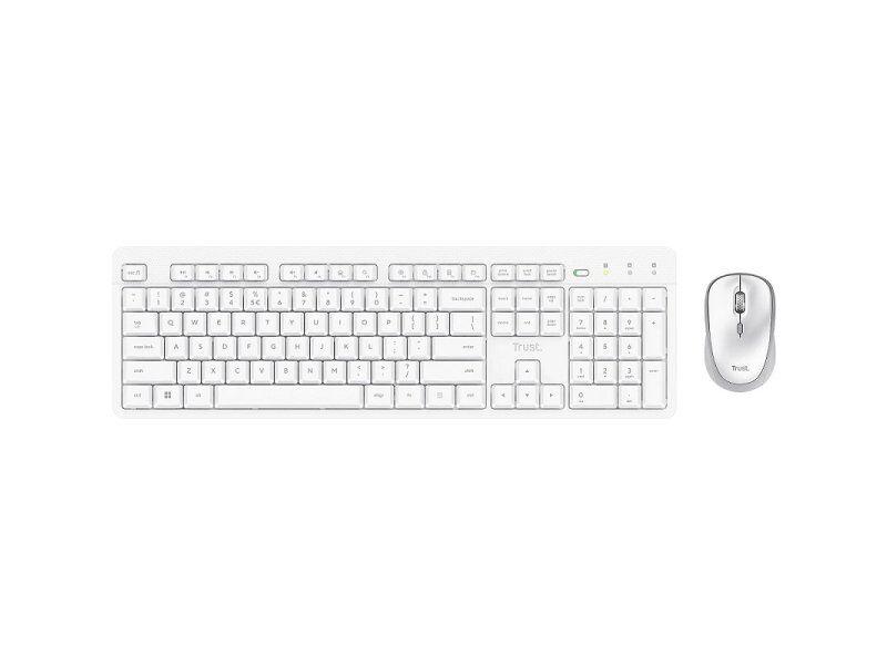 Trust Set tastatura i miš ODY II SILENT 25465, Bežični, Beli