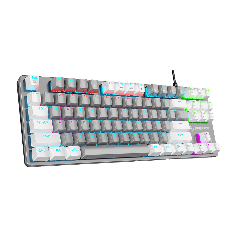 Rampage geјmerska tastatura, siva/bela, plava, mehanička, engleski zaliv, duga TKL, Snug K14, 41853