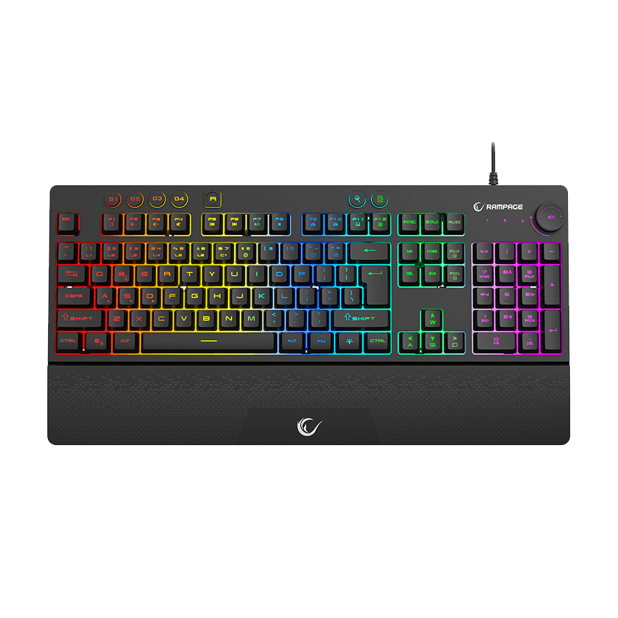 Rampage geјmerska tastatura, USB RGB osvetljenje, 4 makro tastera, sa osloncem za dlanove, KB-GX65 Simula, engleski raspored, 42183