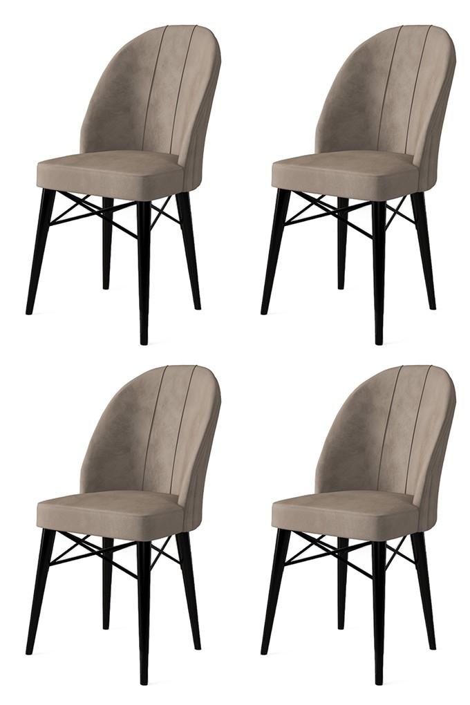 Hanah Home Set 4 trpezarijske stolice Ritim Kapućino-Crni