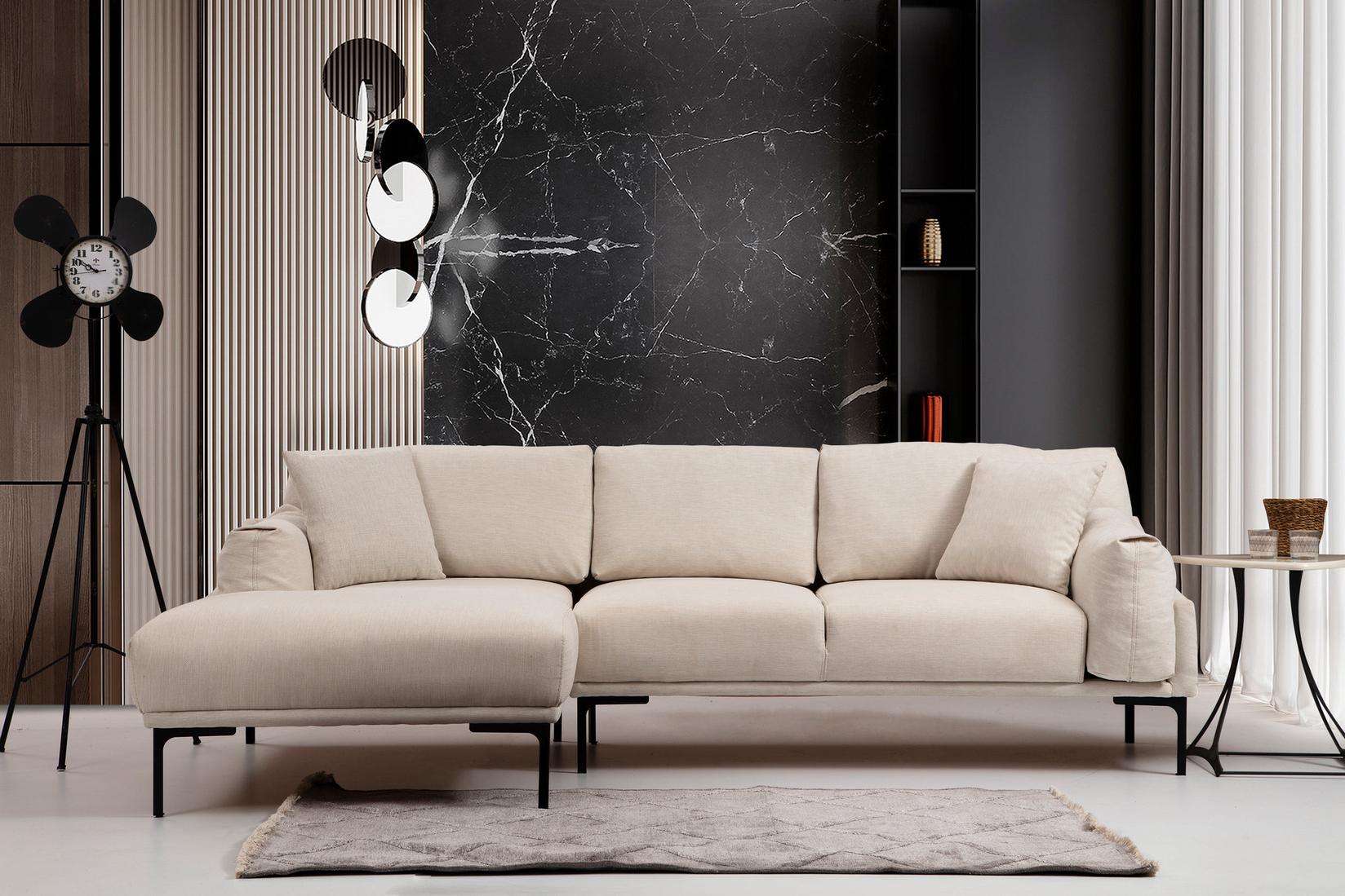 Atelier del Sofa Ugaona garnitura Leo 90x65x255cm Krem