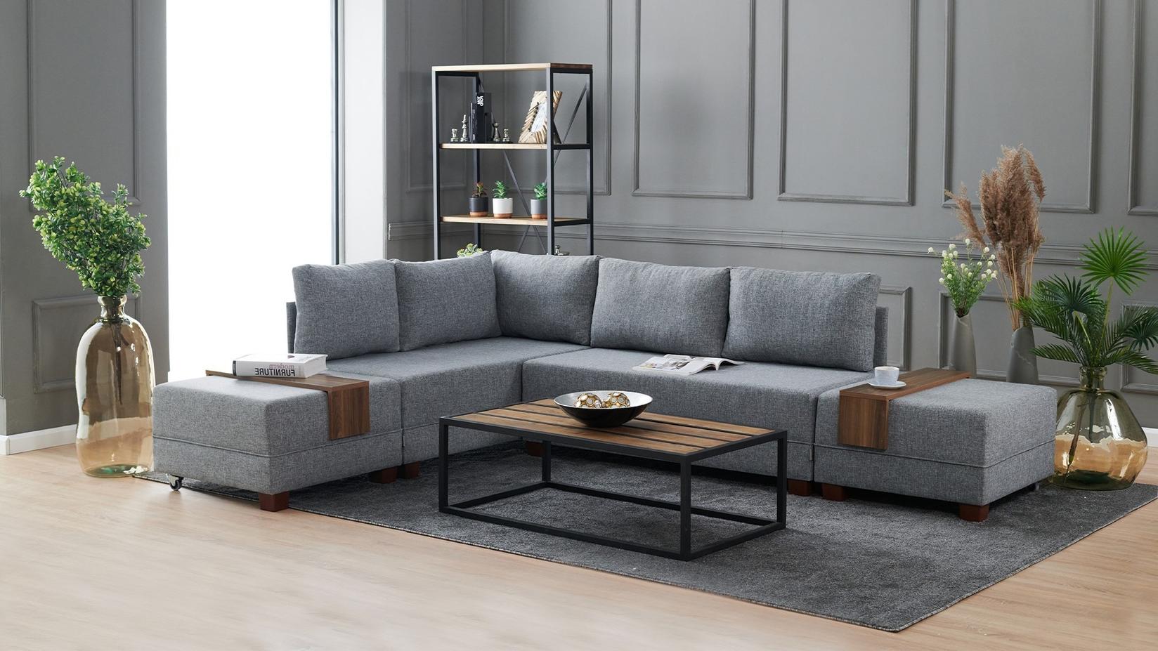 Atelier del Sofa Ugaona garnitura Fly 210x70x280cm Siva