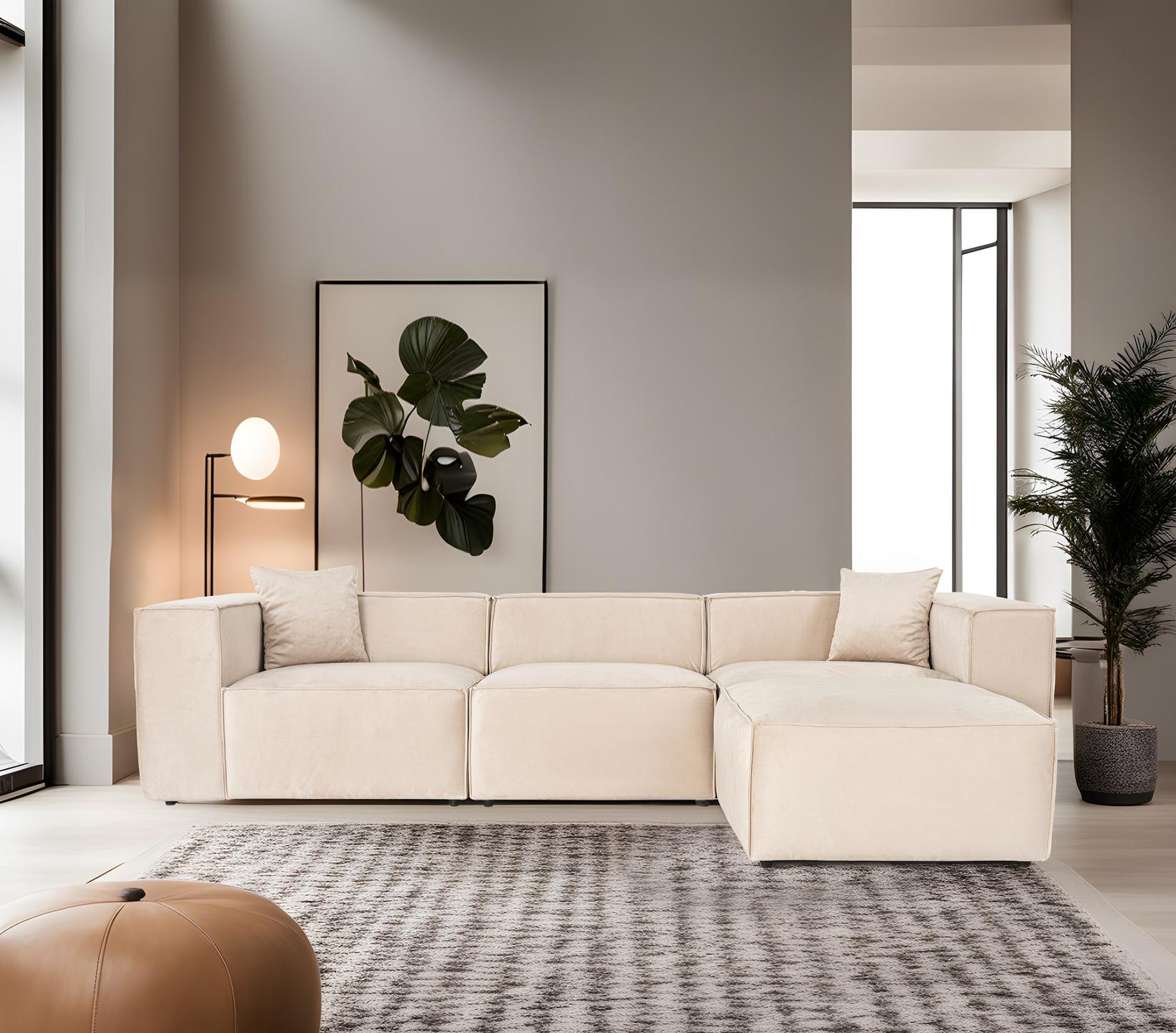 Atelier del Sofa Ugaona garnitura Lora 193x65x303cm Krem