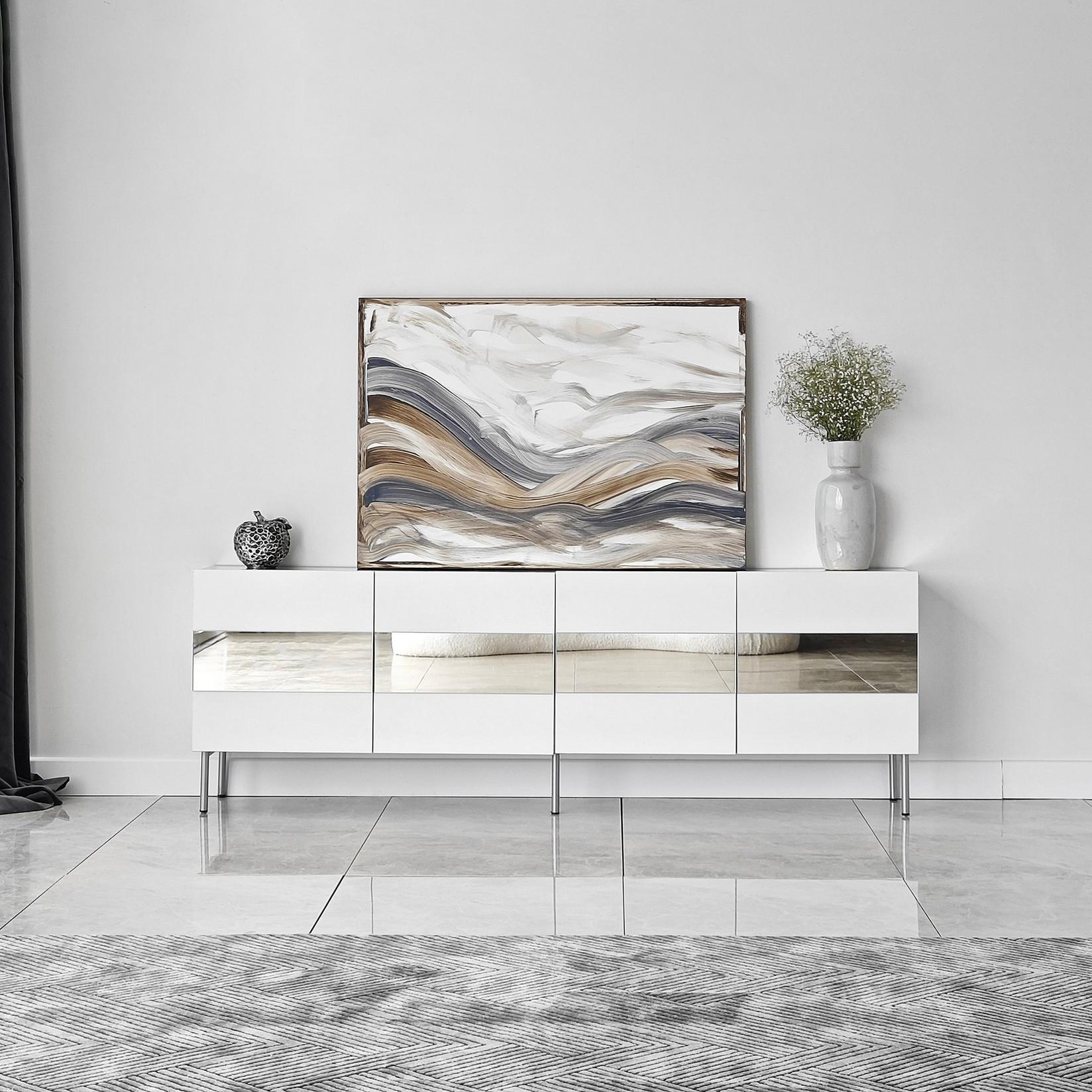 Hanah home TV Komoda Leon Belo-Srebrna