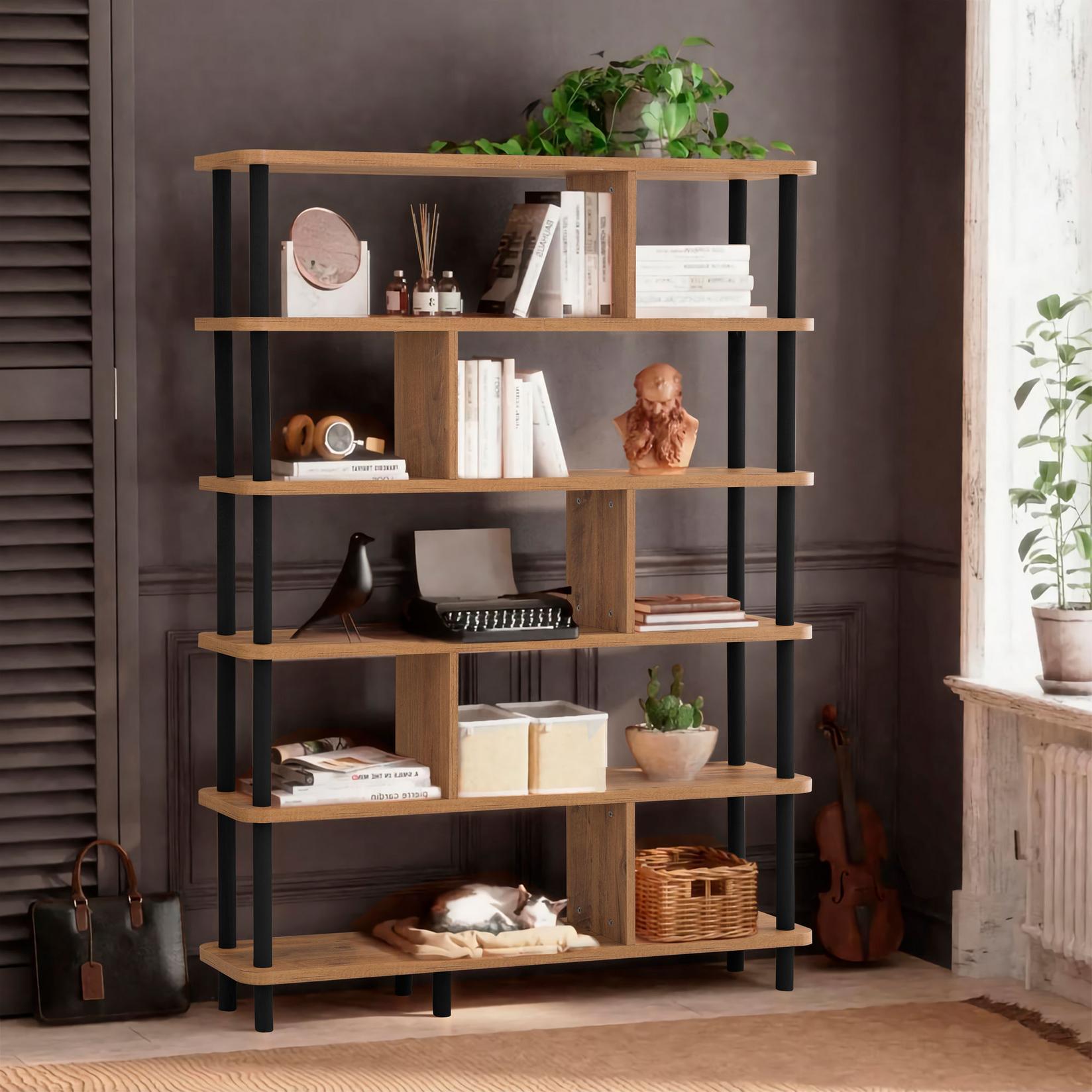 Hanah Home Polica 120x168,5x28cm Crno-Bež