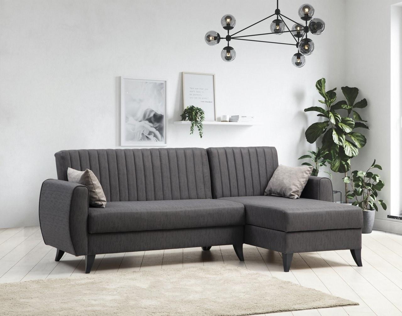 Atelier del Sofa Ugaona garnitura Alkon 223x86x130cm Tamnosiva