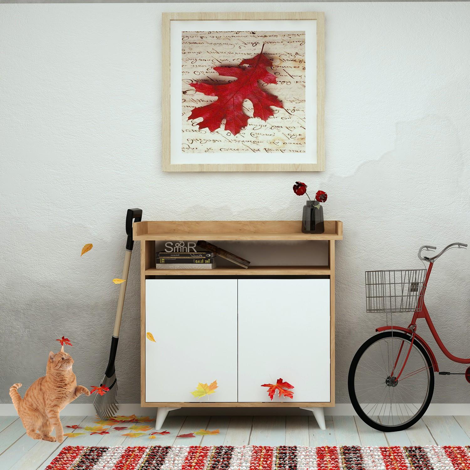 Hanah home Cipelarnik 100x102x35cm Hrast-Beli