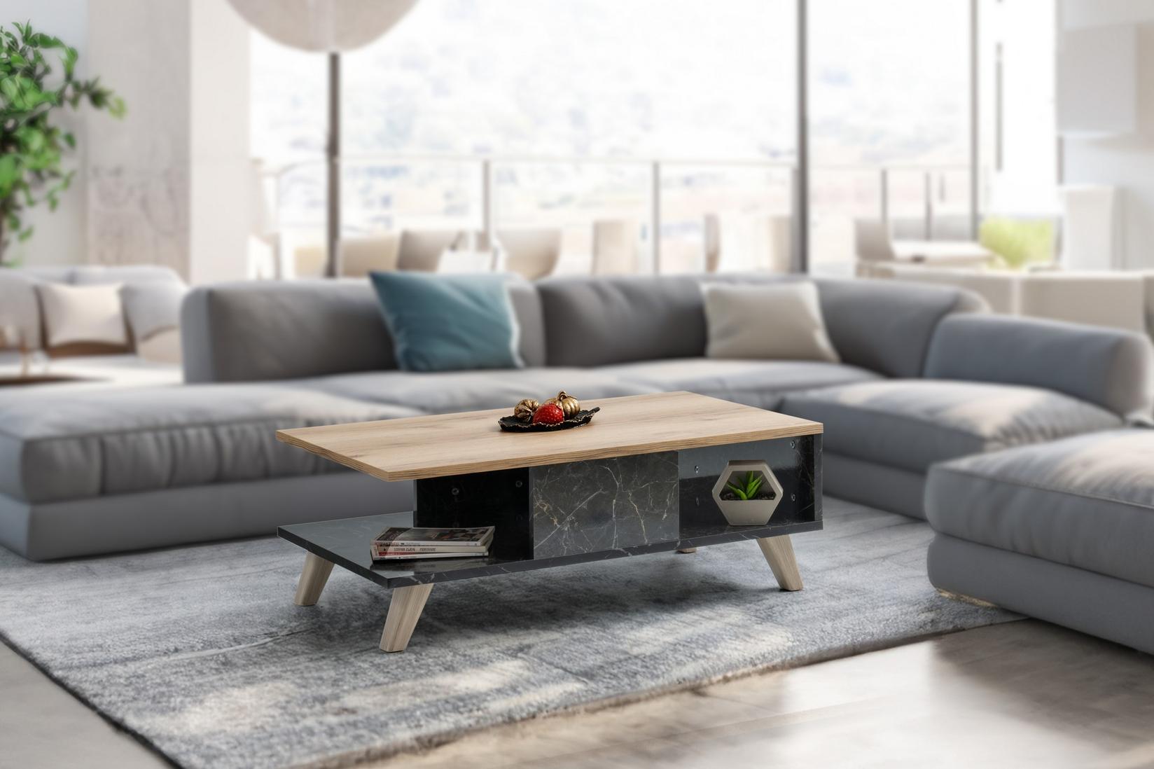 Hanah Home Klub sto Sumer O2030 90x35,6x54cm Braon-Mermer