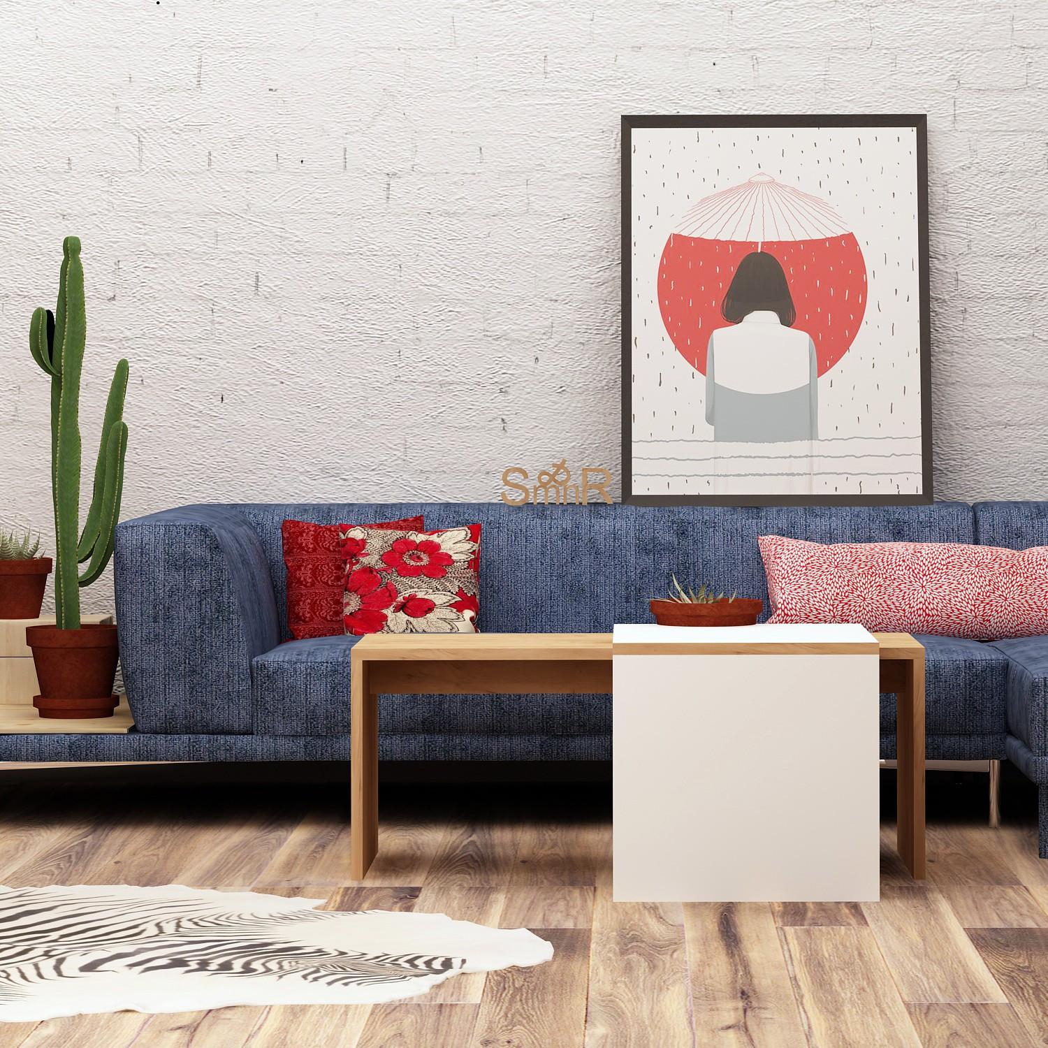Hanah Home Klub sto Nuguso 90x42x40cm Hrast-Beli