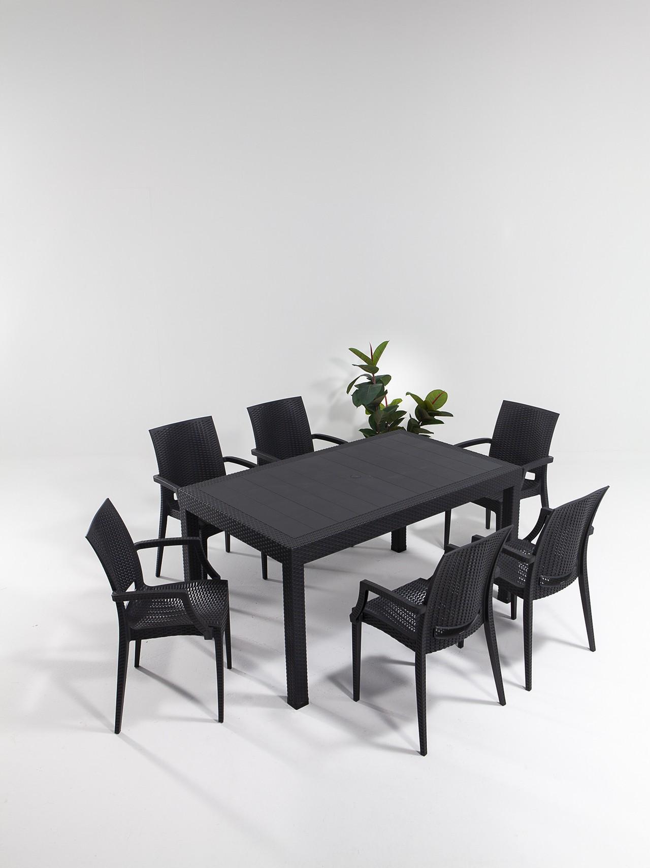 Hanah Home Baštenski set sto i 6 stolica Antracit