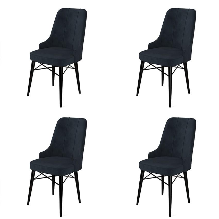 Hanah Home Set 4 trpezarijske stolice Pare Crna