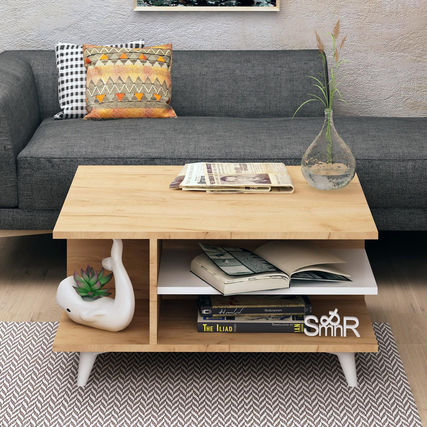 Hanah Home Klub sto Skull 80x40x80cm Hrast-Beli