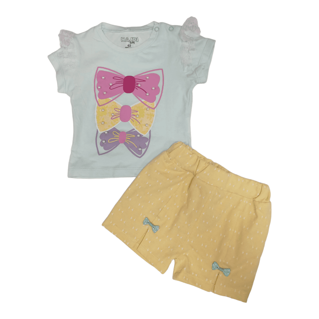 HAJDI BABY Komplet za bebe, Majica i šorts, Menta-žuti