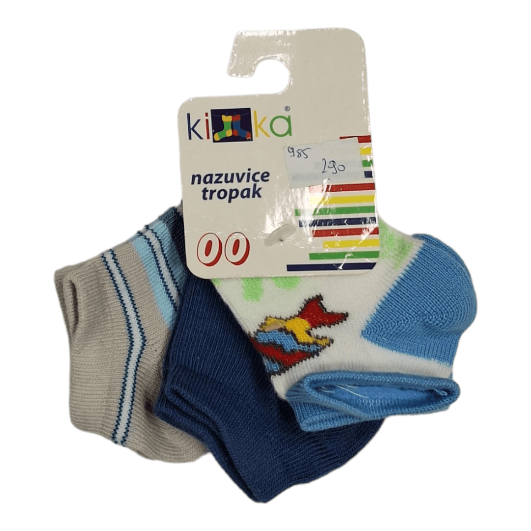 KIKA Set čarapa za bebe, 3 komada, Belo-plavi