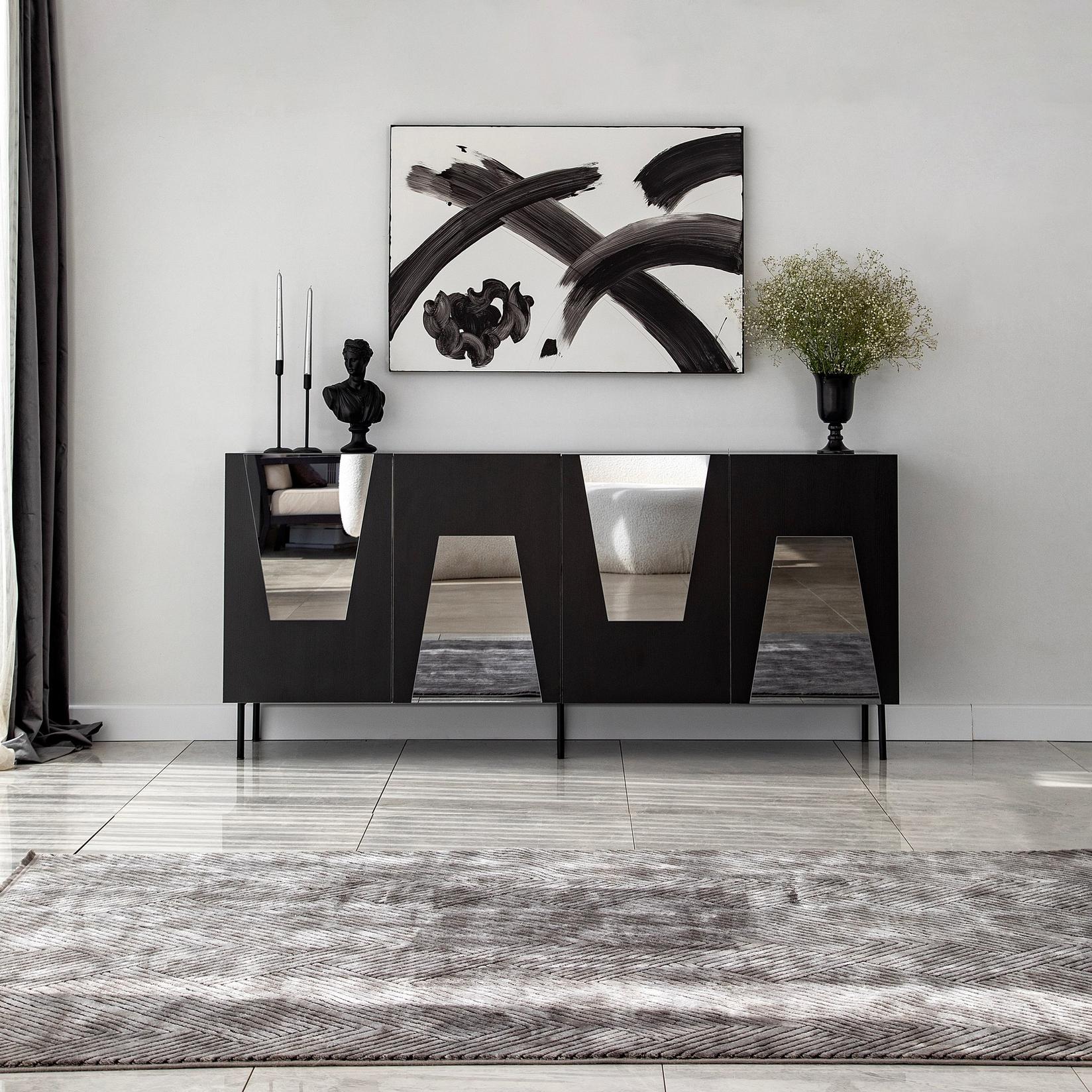 Hanah Home Komoda Venice 180x80x40cm Crno-Siva